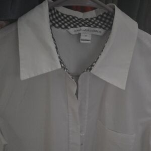 Diane Von Furstenberg White Men's Button-Down with Gingham Trim